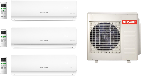 Мультисплит-система Shivaki Prestige Multi SRH-PM249DC на три комнаты (20 м2 + 20 м2 + 20 м2)