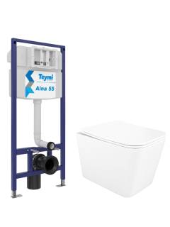 Комплект 4 в 1: Инсталляция Teymi Aina 1220067 + Унитаз подвесной STWORKI Молде S23401WH + Сиденье с микролифтом + Комплект креплений