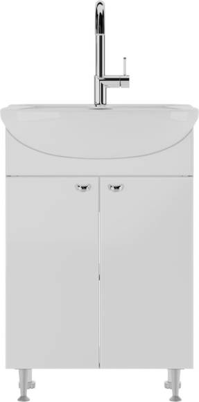 Тумба с раковиной Айсберг Лидер 55, белая, раковина Rosa Уют