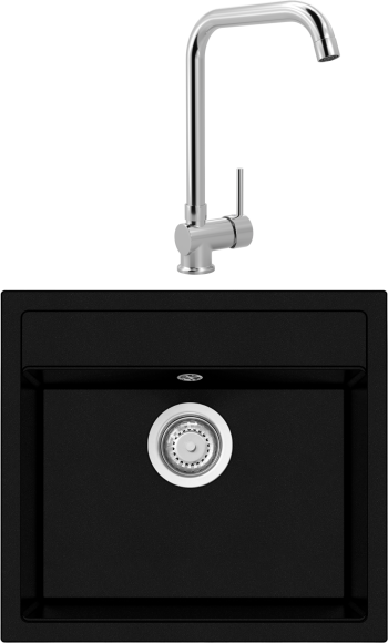 Комплект Мойка Longran Geos GES560.510 - 10 onyx + Смеситель MEGA Didim MG-CM107 хром