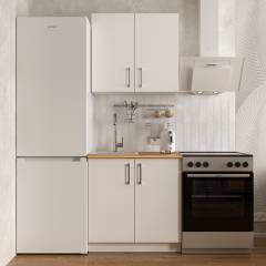 Кухонный гарнитур Domaci Болонья 140 см, фасад белый, ручка хром, столешница дуб вотан KUH-708114