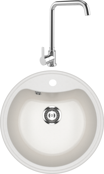 Комплект Мойка Ulgran U-601 -341 ультра-белая + Смеситель MEGA Ege MG-PL10 хром