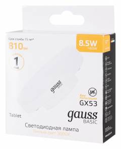 Лампа светодиодная Gauss Basic GX53 8.5Вт 3000K 20849192 Лампа светодиодная Gauss Basic GX53 8.5Вт 3000K 20849192