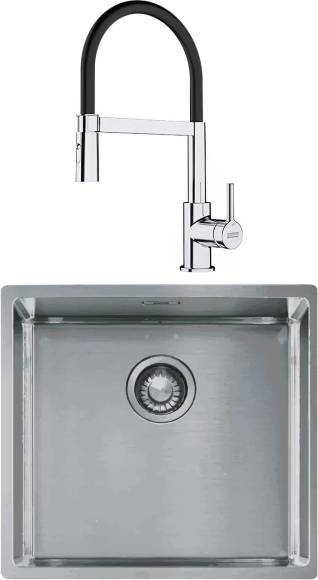 Комплект Мойка Franke Box BXX 210-45 нержавеющая сталь + Смеситель Lina Semi-pro хром, черный Комплект Мойка Franke Box BXX 210-45 нержавеющая сталь + Смеситель Lina Semi-pro хром, черный