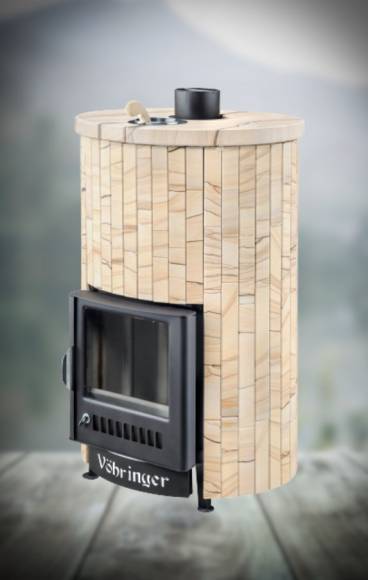 Печь для бани Ферингер Уют ПФ 'До 18 м3' топка из парной Окаменевшее дерево наборный