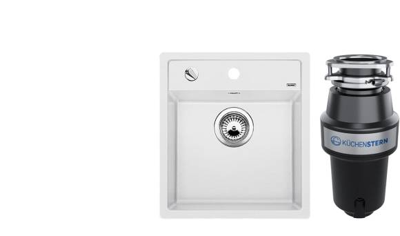 Комплект Мойка Blanco Dalago 45 белая + Измельчитель KUCHENSTERN Muhle 351MU35
