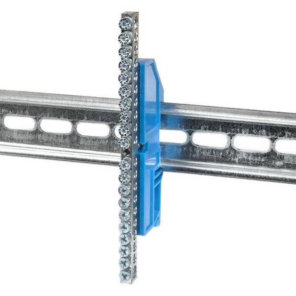 Шина нулевая N 6х9 20 отверст. цинк син. изолятор на DIN-рейку PROxima EKF sn1-63-20-d Шина нулевая N 6х9 20 отверст. цинк син. изолятор на DIN-рейку PROxima EKF sn1-63-20-d
