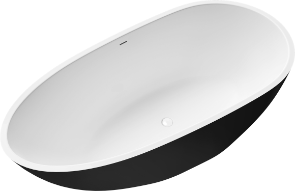 Акриловая ванна Grossman Fly GR-1102MB 170x80 см, отдельностоящая, черная матовая, овальная, с каркасом, со сливом-переливом