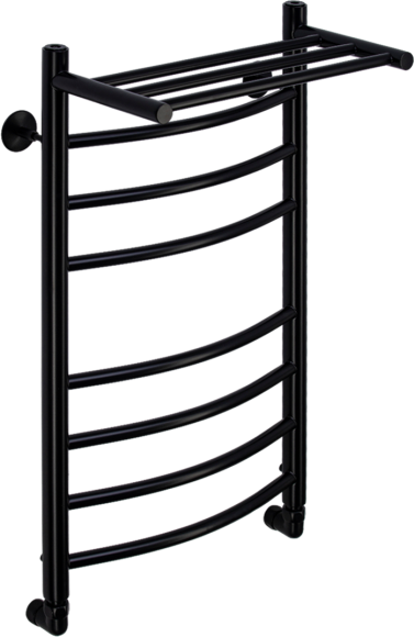 Полотенцесушитель водяной Comfysan Noumi W-8 80х40 черный матовый, с полкой