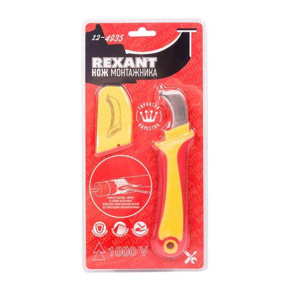 Нож монтажника нержавеющая сталь с "пяткой" Rexant 12-4935 Нож монтажника нержавеющая сталь с "пяткой" Rexant 12-4935