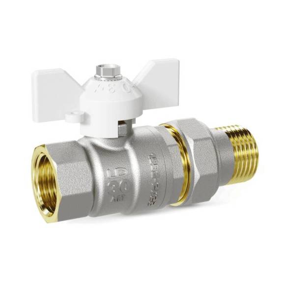 Шаровой кран LD Pride 47.15.В-ГШ.Б (white), 1/2" ВРx1/2" НР