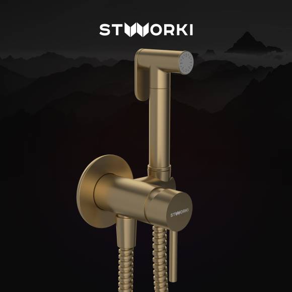 Гигиенический душ STWORKI Эстерсунд S31150GM, со смесителем, С ВНУТРЕННЕЙ ЧАСТЬЮ, матовое золото