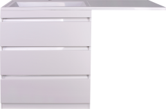 Тумба с раковиной Style Line Даллас 140 L люкс, белая + Смеситель для раковины Kludi Zenta SL 482920565 хром