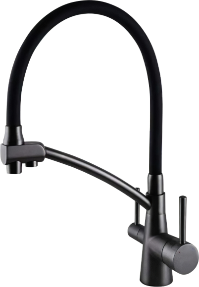 Смеситель для кухни Gappo G4398-19 с гибким изливом, оружейная сталь