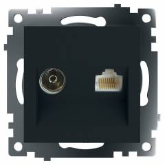 ТВ-розетка и розетка Ethernet RJ-45 без рамки Stekker Катрин 49182 ТВ-розетка и розетка Ethernet RJ-45 без рамки Stekker Катрин 49182