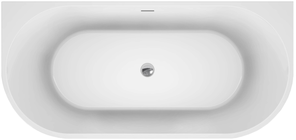 Акриловая ванна BelBagno BB710-1400-750 140x75 см, пристенная, белая, овальная, со сливом-переливом, с донным клапаном