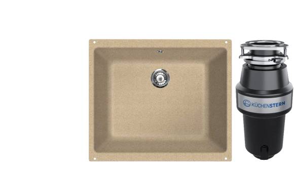 Комплект Мойка Lava U1 dune + Измельчитель KUCHENSTERN Muhle 351MU35