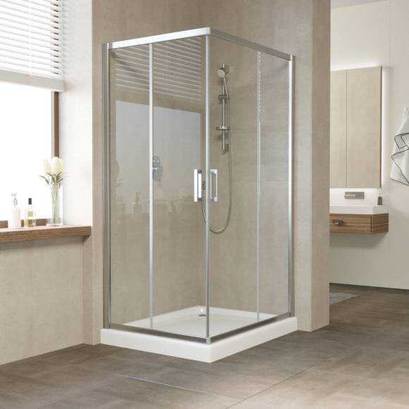 Душевой уголок Vegas Glass ZA-F Tur Novo 100*90 08 01 профиль глянцевый хром, стекло прозрачное