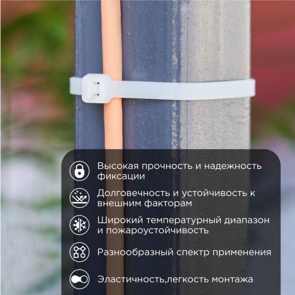 Хомут кабельный 4.8х300 нейл. бел. (уп.100шт) Rexant 07-1302 Хомут кабельный 4.8х300 нейл. бел. (уп.100шт) Rexant 07-1302