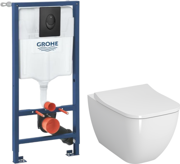 Комплект Унитаз подвесной VitrA Shift 7742B003-0075 белая глянцевая + Крышка Integra Square 810-003-009 быстросъемная, с микролифтом + Инсталляция Grohe Rapid SL 1000044 3 в 1 с панелью смыва