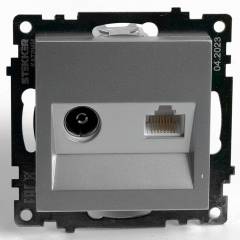 ТВ-розетка и розетка Ethernet RJ-45 без рамки Stekker GLS00-7106-03 49183 ТВ-розетка и розетка Ethernet RJ-45 без рамки Stekker GLS00-7106-03 49183