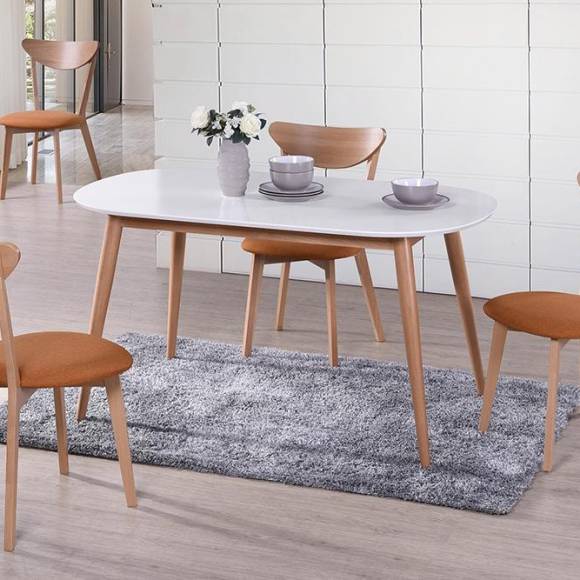 Обеденный стол TetChair Датская Max 140 см, белый, натуральный