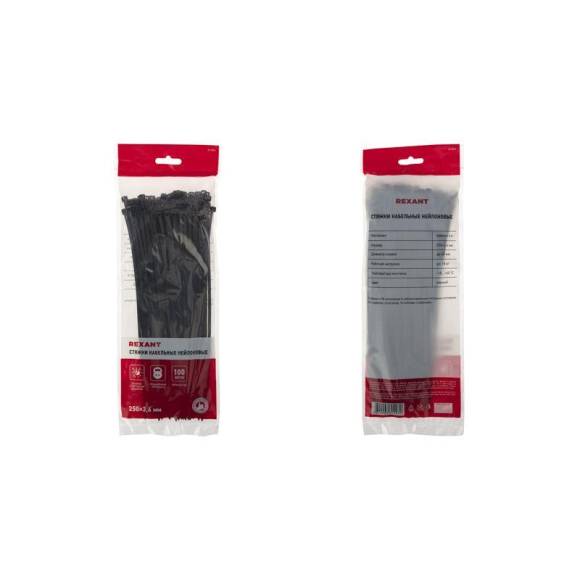 Хомут кабельный 3.6х250 нейл. черн. (уп.100шт) Rexant 07-0251 Хомут кабельный 3.6х250 нейл. черн. (уп.100шт) Rexant 07-0251