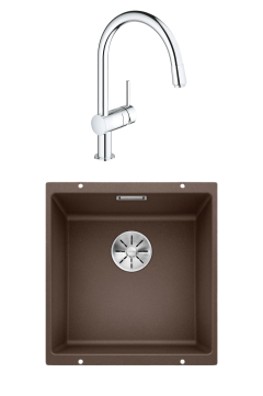 Комплект Мойка Blanco Subline 400-U кофе + Смеситель Grohe Minta 3291800E хром