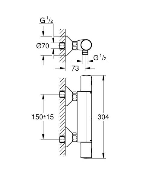 Термостатический смеситель для душа GROHE Precision Start, хром (34594000)