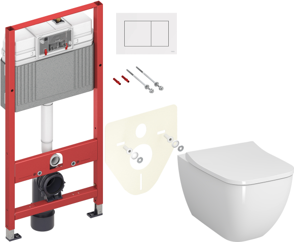 Комплект Унитаз подвесной VitrA Shift 7742B003-0075 белая глянцевая + Крышка Integra Square 810-003-009 быстросъемная, с микролифтом + Инсталляция TECE Base 9400413 4 в 1 с кнопкой смыва
