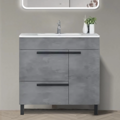 Тумба с раковиной Parly Gill 80 напольная, 1 ящик, 2 дверцы, цементно-серая Тумба с раковиной Parly Gill 80 напольная, 1 ящик, 2 дверцы, цементно-серая