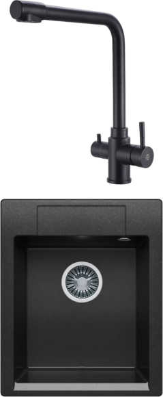 Комплект Мойка Polygran Argo 420 черная + Смеситель РМС Sus125bl 017F-015 черный Комплект Мойка Polygran Argo 420 черная + Смеситель РМС Sus125bl 017F-015 черный