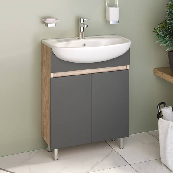 Тумба с раковиной Runo Лада 60 графит