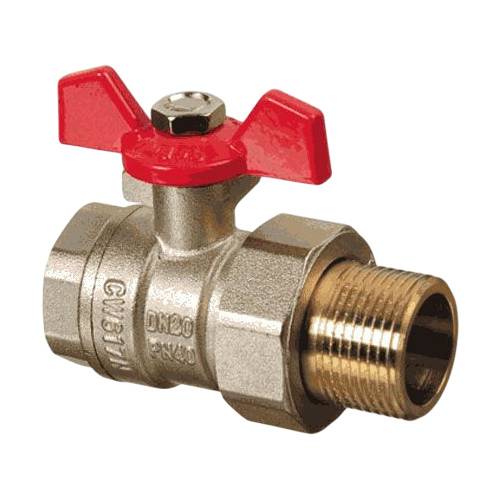 Шаровой кран TeRma RED 31050 1", с американкой, ручка бабочка