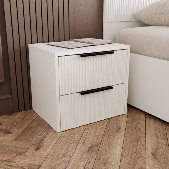 Прикроватная тумба DIWO Краснодар, 45x40x35 см, 2 ящика белая, ручка черная