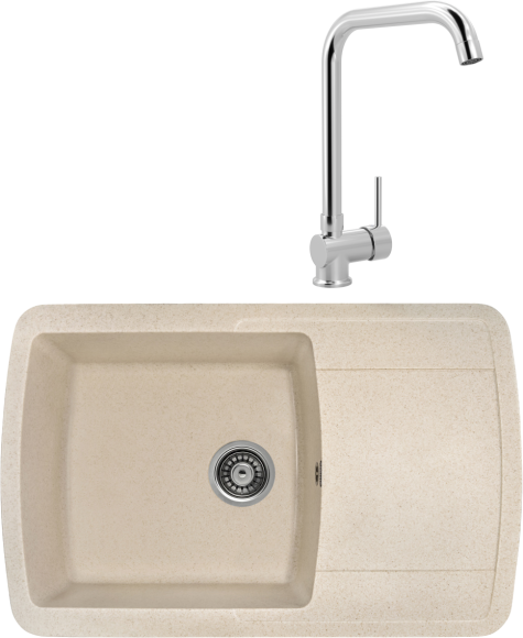 Комплект Мойка Gerhans B29-20 77x49, бежевая, искусственный гранит + Смеситель MEGA Didim MG-CM107 глянцевый хром, хром Комплект Мойка Gerhans B29-20 77x49, бежевая, искусственный гранит + Смеситель MEGA Didim MG-CM107 глянцевый хром, хром