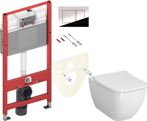 Комплект Унитаз подвесной VitrA Shift 7742B003-0075 белая глянцевая + Крышка Integra Square 810-003-009 быстросъемная, с микролифтом + Инсталляция TECE Now 9400412 4 в 1 с кнопкой смыва