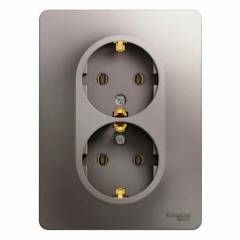 Розетка 2-м СП Glossa 16А IP20 250В с заземл. в сборе платина SE GSL001224 Розетка 2-м СП Glossa 16А IP20 250В с заземл. в сборе платина SE GSL001224