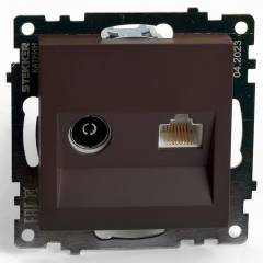 ТВ-розетка и розетка Ethernet RJ-45 без рамки Stekker GLS00-7106-04 49185 ТВ-розетка и розетка Ethernet RJ-45 без рамки Stekker GLS00-7106-04 49185