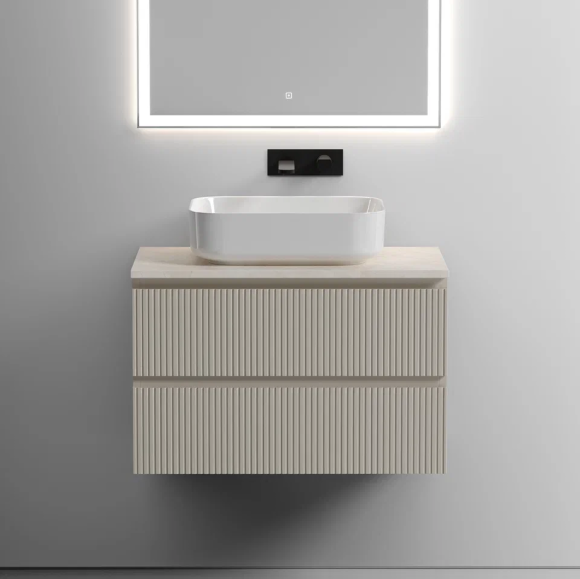Тумба под раковину со столешницей Sancos Snob T 80 beige soft, столешница бежевая