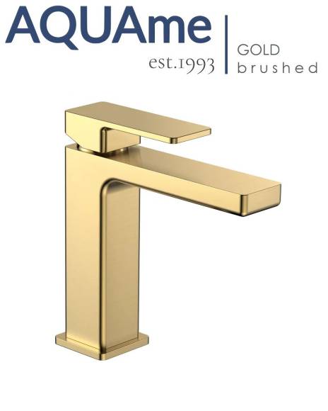 Смеситель для раковины AQUAme Savona 125 шлифованное золото AQM6810BG