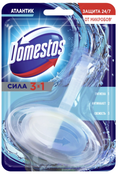 Туалетный блок для унитаза Domestos атлантик 40 г подвеска