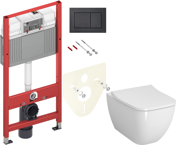 Комплект Унитаз подвесной VitrA Shift 7742B003-0075 белая глянцевая + Крышка Integra Square 810-003-009 быстросъемная, с микролифтом + Инсталляция TECE Now 9400414 4 в 1 с кнопкой смыва