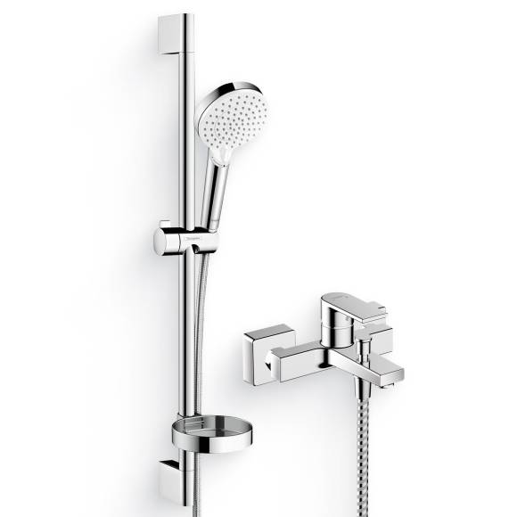 Душевой комплект Смеситель Hansgrohe Vernis Shape 71450000 хром + Гарнитур Crometta Vario 650 26553400 с мыльницей