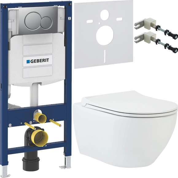 Комплект Унитаз подвесной beWash Bogen 88303601 + Крепления Geberit Duofix 111.815.00.1 к стене + Звукоизоляция 156.050.00.1 + Инсталляция UP 320 111.300.00.5 + Кнопка Sigma 01 115.770.JQ.5 лакированная, матовый хром