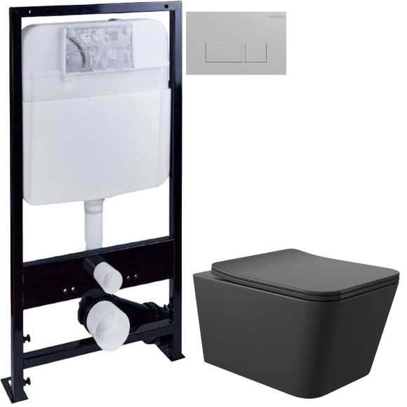 Комплект Унитаз подвесной Aqueduto Macio MAC0140 + Инсталляция EWRIKA ProLT 0026-2020 + Кнопка 0040 хром матовый