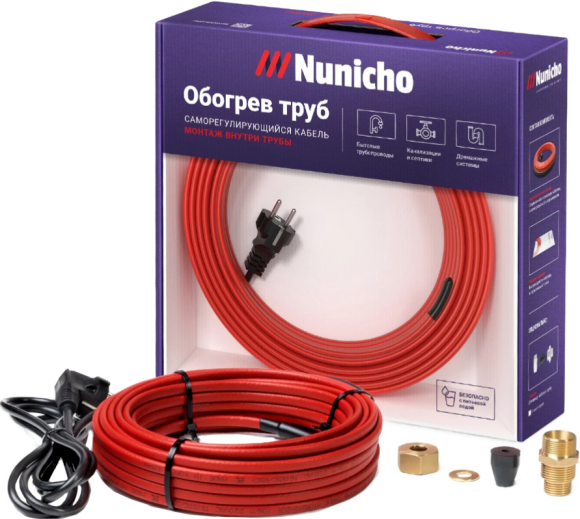 Греющий кабель NuNicho In Pipe S 10-6 6 м, 60 Вт