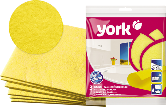 Салфетка для уборки York 020010 цвета в ассортименте, 3 шт.