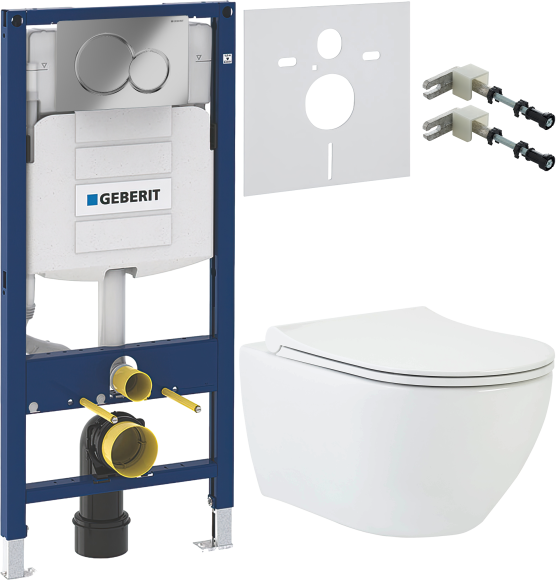 Комплект Унитаз подвесной beWash Bogen 88303601 + Крепления Geberit Duofix 111.815.00.1 к стене + Звукоизоляция 156.050.00.1 + Инсталляция UP 320 111.300.00.5 + Кнопка Sigma 01 115.770.21.5 хром