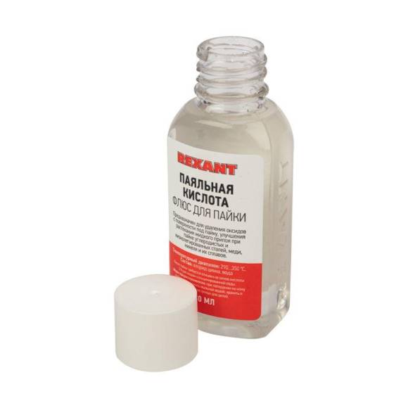 Флюс для пайки "Паяльная кислота" 30мл (уп.10шт) Rexant 09-3610 Флюс для пайки "Паяльная кислота" 30мл (уп.10шт) Rexant 09-3610